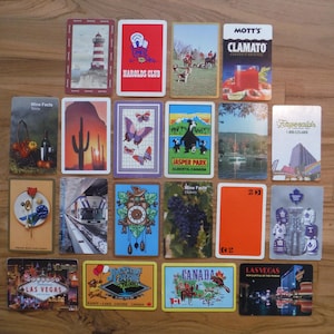 Lotto assortito di carte da gioco vintage - Etichette regalo di diario di spazzatura vintage Carte di scambio Gruppo di carte da gioco Ephemera - Carte carine retrò mod