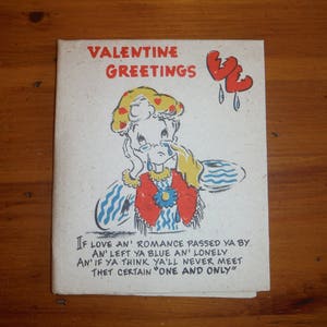 Vintage 1950's Fold Out Valentine Card - '50's Humor Corny Silly Dating Game Large Vintage Valentine - Best 1950 Girl's Valentine Ephemera