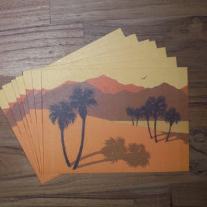 7 cartes pliantes tropicales rétro des années 70 - Cartes pliantes Tropiques Mod des années 70 - Cartes de correspondance vintage Groovy, Cartes postales éphémères