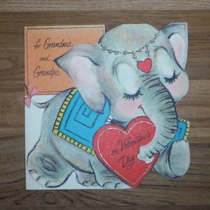 Tarjeta de San Valentín vintage para abuelas y abuelos - Tarjeta brillante de San Valentín para abuelos de los años 50 - Efímera de San Valentín para abuelas y abuelos