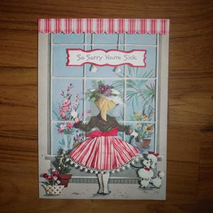 Vintage Whimsical Get Well Card - Vintage Get Well Wishes Card - '70's So Sorry You're Sick Get Well Junk Journal Scrap Book Ephemera