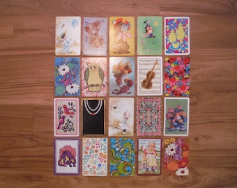 Vintage Playing Cards Assorted Lot - Vintage Junk Journal Gift Tags Trade Swap Cards Playing Card Group Ephemera - Retro Mod Cute Cards