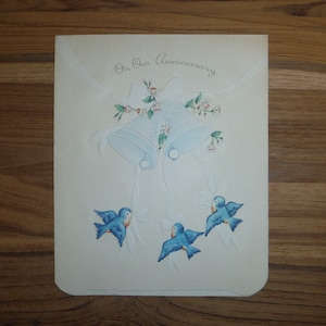 Vintage jaren 1940 jubileumkaart - '40's op onze verjaardag wenskaart - Vintage echtgenoot jubileum Journal Ephemera