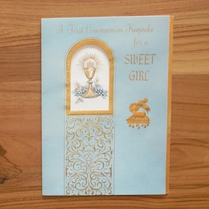 Vintage Communion Greeting Card - Rare 1970's Communion Keepsake Girl Vintage Card - Special  Religious Church Journal Scrapbook Ephemera