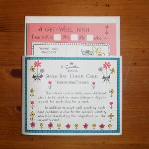 BEST Vintage 7-Tage-Jubelkarten - 1960er Jahre Comical Humor Lustig Guess Who Get Well Karten-Set - '60's Get Well Junk Journal Papier Ephemera