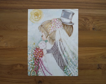 Vintage Mod 1970er Jahre Hochzeitsposter - '70er Jahre Retro Paar-Hochzeitspapier Ephemera - Vintage 1970er Jahre Braut Bräutigam Coole Hochzeit
