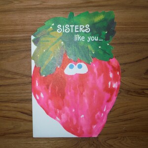 Vintage 1970's Sister Birthday Card - '70's Sister Happy Birthday Strawberry Card - Groovy Mod Sister Birthday Journal Scrapbook Ephemera
