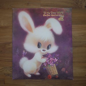 MEILLEURE carte d'anniversaire de femme vintage - carte de voeux d'énorme lapin mignon des années 1960 - livret de cartes de joyeux anniversaire drôle humour de femme des années 60