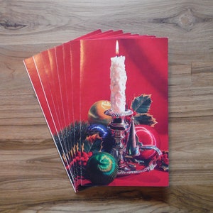 8 vintage mod-kerstkaarten - veel kerstkaarten jaren 1970 - muzikale kerstkaarsen tafelblad kerstkaarten kortstondig