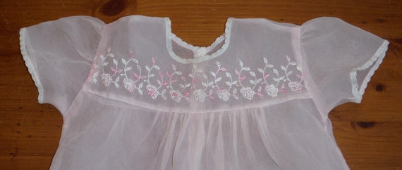 Sweet Vintage Pink Nylon Baby Dress - 1960's Pale… - image 3