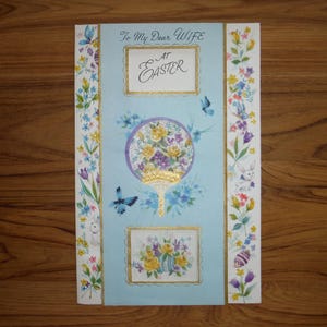 Meilleure carte de Pâques vintage des années 1960 - Carte de Pâques vintage Shabby Chic pour conjoint des années 60 - Album de scrapbooking éphémères pour Pâques pour femme