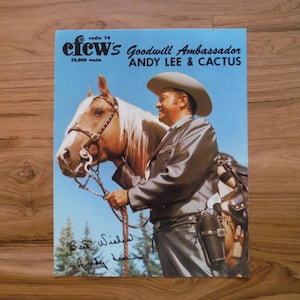 Vintage Cowboy & Pferd Fotokarte - Vintage CFCW Radio 79 Station Andy Lee und Kaktus Karte Ephemera - Vintage Cowboy Journal Scrapbook