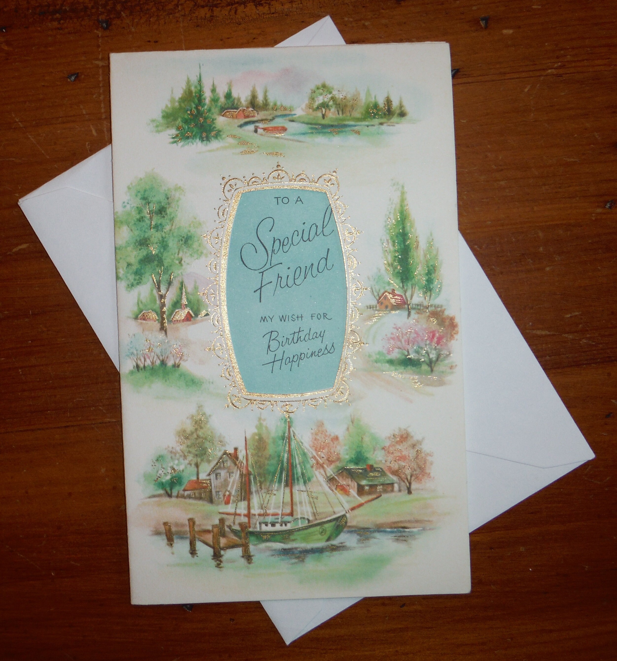 Vintage Special Friend Birthday Card - '60's Birthday Gold Foil Happy ...