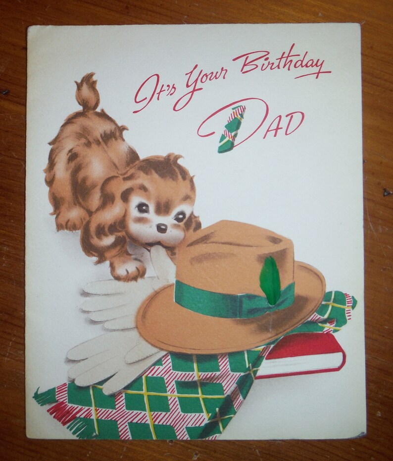 Cute Vintage 1940/'s Dad Birthday Card 1940/'s Daddy Norcross Birthday Card Ephemera /'40/'s Puppy Dog Father Dad Birthday Greeting Card