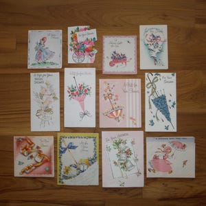 Lot de 12 petites cartes de vœux nuptiales vintage - cartes de mariage vintage d'occasion - mariage mariée shabby chic en relief