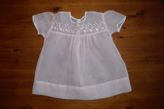 Sweet Vintage Pink Nylon Baby Dress - 1960's Pale… - image 1