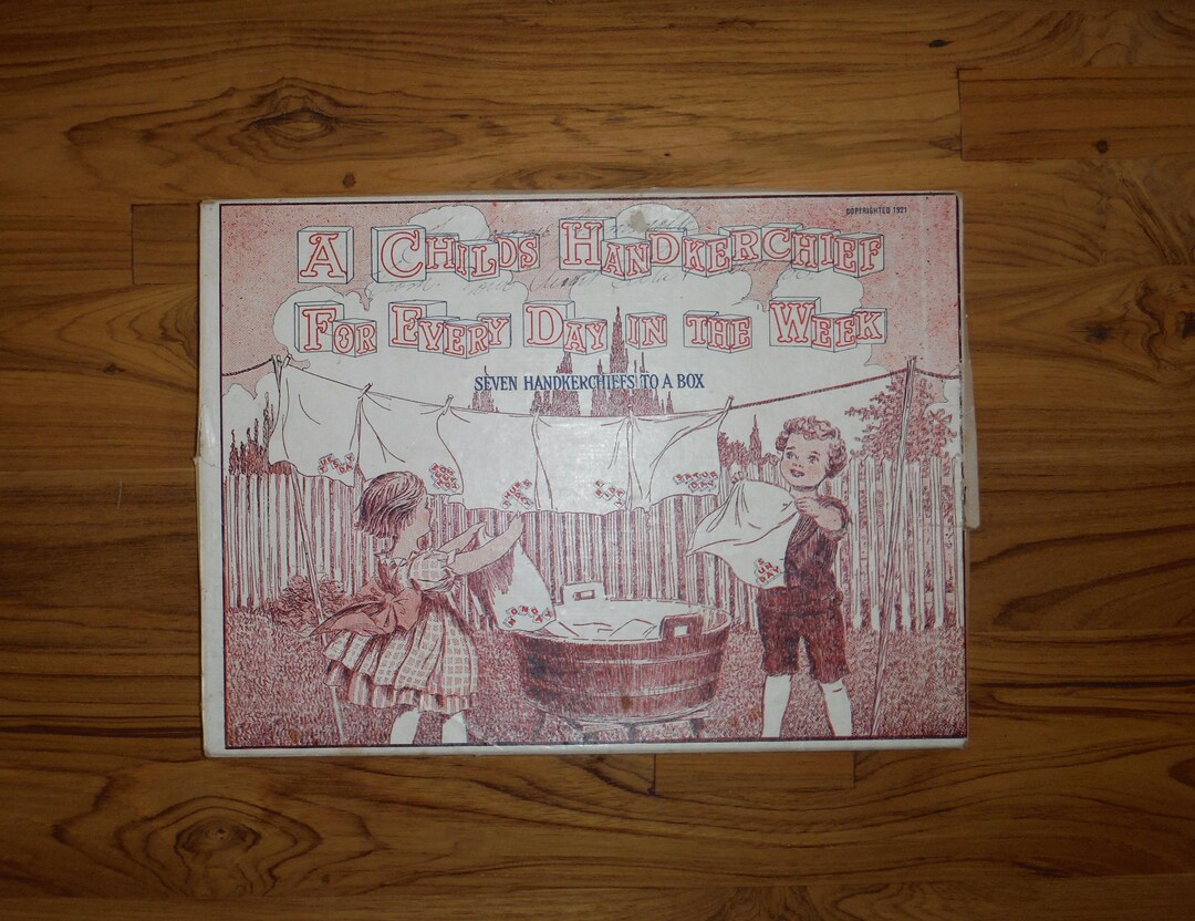 Rare 1920's Vintage 7 Days of the Week Child's Hankie Set - Antique ...