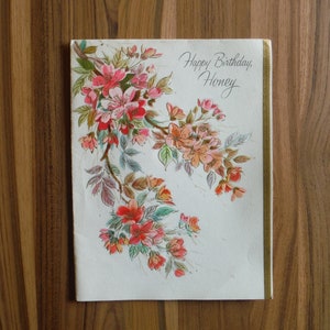 Cartão de aniversário vintage da esposa dos anos 1960 - Cartão pop-out de aniversário romântico dos anos 60 com mel - Cônjuge, casal, esposa, marido, lembranças vintage de aniversário