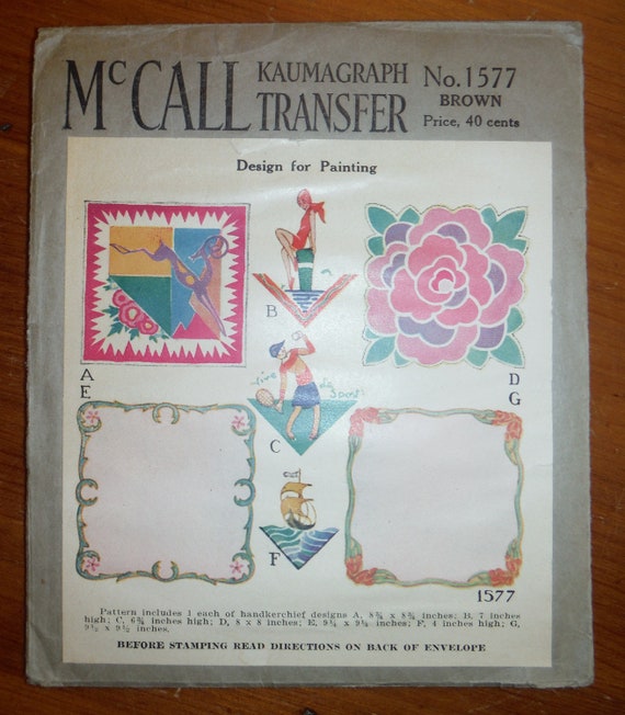 Rare Vintage 1930/'s Tranfers /'30/'s Beach Babe Tennis Girl Sailing Border Transfers McCall Kaumagraph Hot Iron On Fabric Transfer Pattern