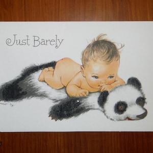 Vintage 1960's Get Well Card - 60's Child Adult Get Well Cute Panda Card - Get Well Wishes Baby Infant Scrapbook Ephemera