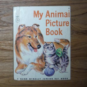Jahrgang 1950 mein Tierbilderbuch - 1959 Rand McNally Junior Elfenbuch - Vintage Kinder-Tierbilder-Sammelalbum Ephemera