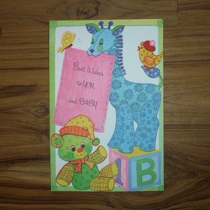 Carte de voeux vintage douce pour nouveau-né - carte de félicitations vintage pour nouveau bébé garçon fille - éphémères de scrapbooking pour nouveau-né des années 1970