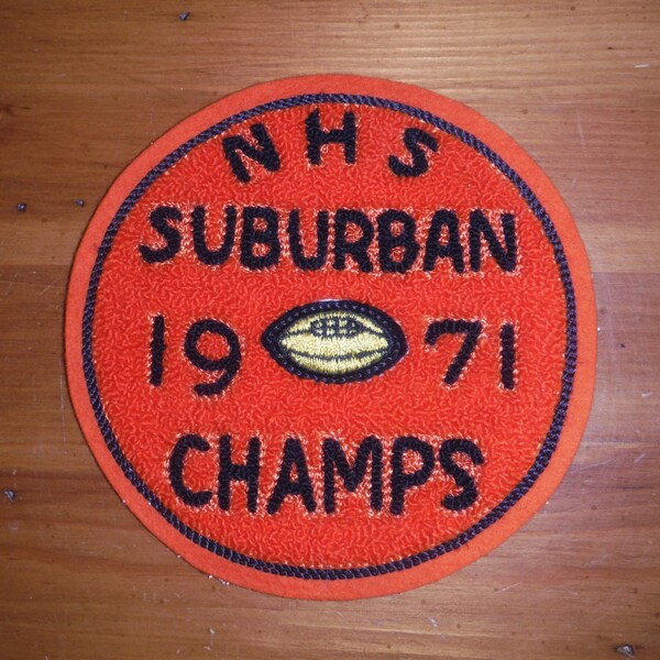 Vintage Football Letterman Patch - Vintage 1970's 1971 NHS Suburban Patch - High School Football Wool Chenille Felt High School Jacket Patch