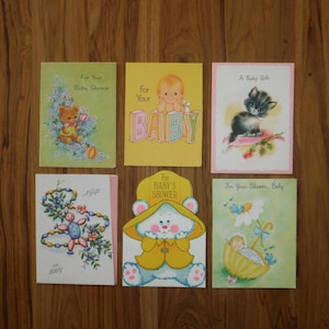 6 Vintage Baby Shower New Baby Cards - Vintage Shabby Chic New Baby Girl Boy Herzlichen Glückwunsch Grußkarten Scrapbook Ephemera