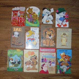 Lot de 12 cartes d'anniversaire vintage pour papa - années 50 - années 70, papa, papa, père, anniversaire, cartes, -, vintage, anniversaire, scrapbooking, journal, éphémère