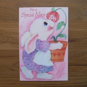 carte de Saint-Valentin nièce vintage - carte de Saint-Valentin spéciale nièce lapin lapin - carte de Saint-Valentin préférée nièce vintage éphémère