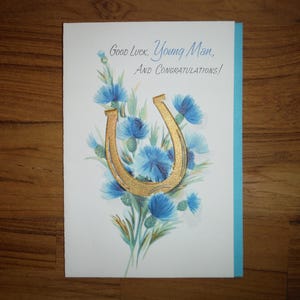 Vintage Good Luck Congratulations Card - 1960's Young Man Male Congrats Card  - '60's Congratulations Good Luck Journal Scrapbook Ephemera
