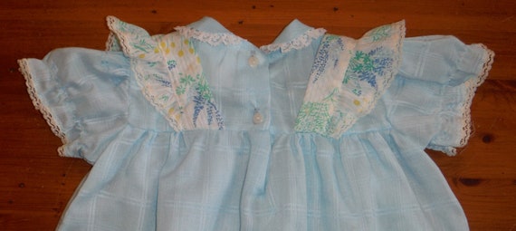 Cute Vintage Blue Apron Infant Dress - 1970's Blu… - image 8
