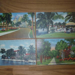 4 Vintage Florida Leinen Postkarten - 1930 - 1950 Florida Leinen Postkarte Papier Ephemera Lot - Vintage Miami Palm Beach Tropische Postkarten