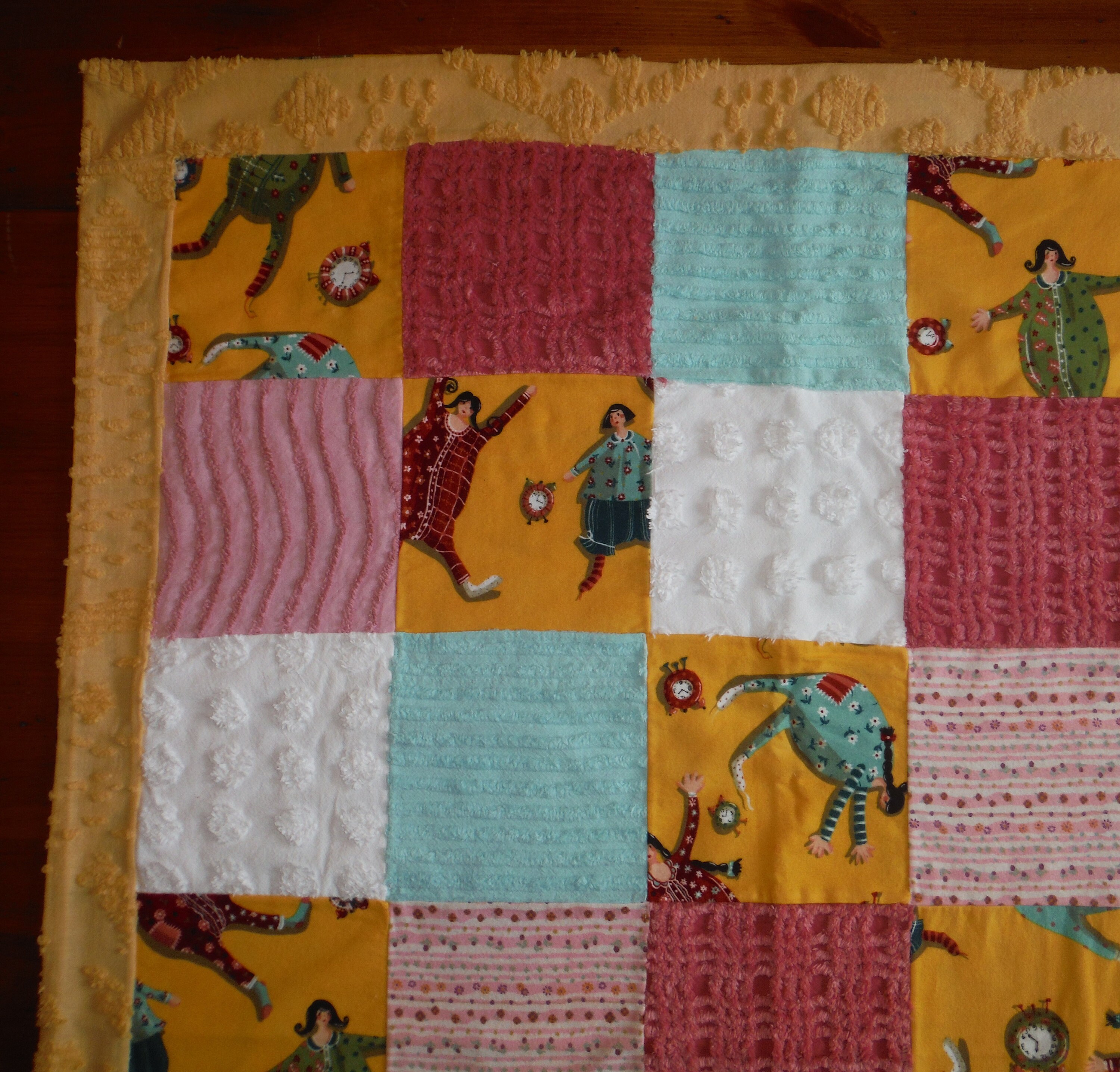 Vintage Chenille Baby Girl Blanket Patchwork Chenille Baby Etsy