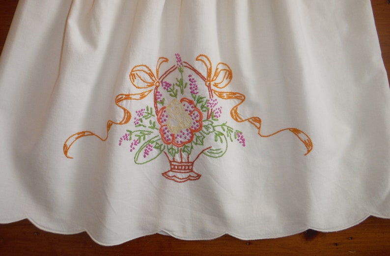 18 Months Embroidered Baby Dress Vintage Pillowcase 18 Months Infant Dress Shabby Chic Floral Embroidery Infant Summer Dress