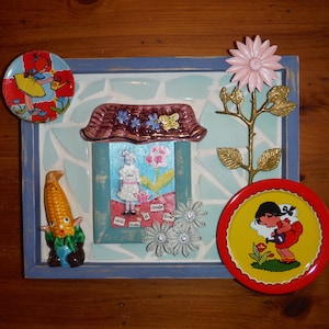 Vintage Gardener Mosaic Art - Kitschy Vintage Flower Garden Vegetable Garden Anthropomorphic Quirky Art Decor - Vintage Mosaic Art