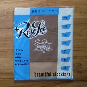 Vintage Sheer Nylons New in Package - 1960&#39;s Sheer Seamless RoseLee Hosiery Stockings - Mid Century Ladies Size 11 Beige Stockings