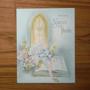 Carte de remerciement vintage des années 50 - carte de voeux sincères des années 50 - vintage Merci pour expression de sympathie carte religieuse éphémère