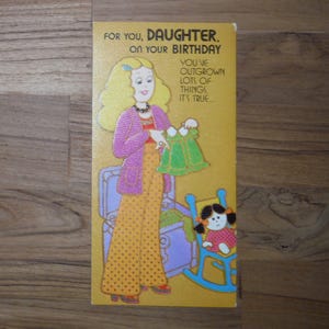 Cartão de aniversário retrô vintage para filha - Aniversário da filha moderna dos anos 1970 - Diário de aniversário da filha bonita de meados do século - Objetos de scrapbook