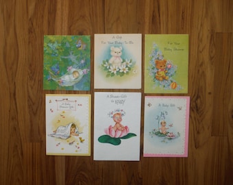 6 vintage babyshower kaarten nieuwe baby - vintage shabby chic nieuwe baby meisje jongen gefeliciteerd wenskaarten plakboek kortstondige