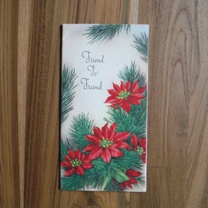 Vintage 1960&#39;s Christmas Card - Vintage &#39;60&#39;s Friend to Friend Christmas Xmas Card - 1960&#39;s Christmas Greetings Junk Journal Ephemera