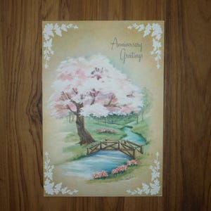 Vintage wenskaart 60's verjaardag - Shabby Chic Happy Anniversary - '60 verjaardag wensen kaart plakboek dagboek kortstondige