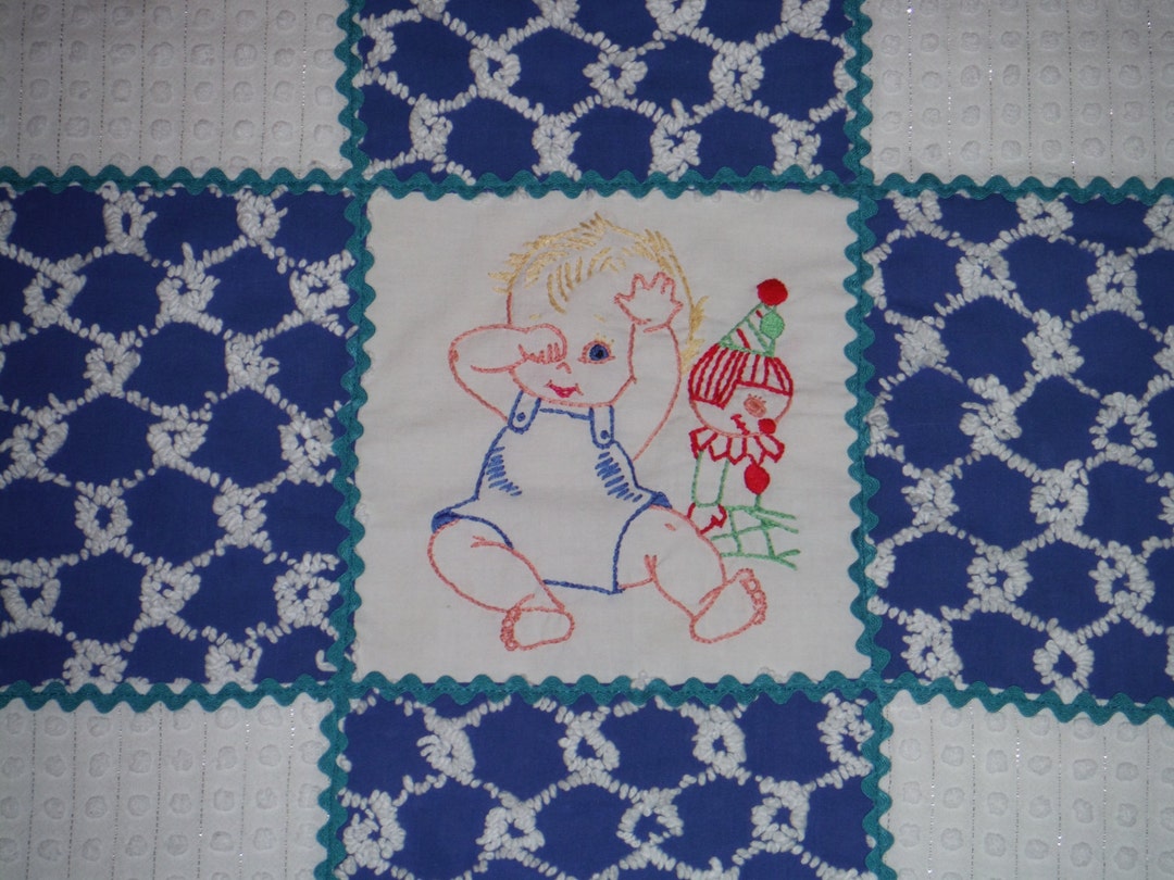 Vintage Chenille Baby Blanket Patchwork Vintage Chenille Baby Blanket