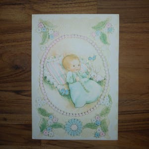 Sweet Vintage 1970&#39;s New Baby Card - Vintage New Baby Congratulations Card - Vintage &#39;70&#39;s New Baby Boy Girl Scrapbook Journal Ephemera