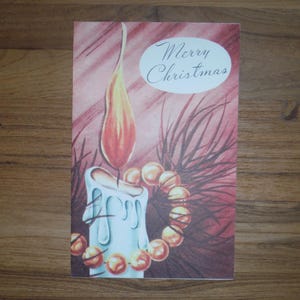 Vintage 1960&#39;s Christmas Card - Vintage Kitschy &#39;60&#39;s Christmas Candle Xmas Card - 1960&#39;s Christmas Greetings Junk Journal Ephemera