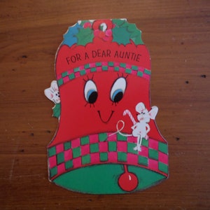 Vintage 1970's Auntie Christmas Card - '70's Dear Auntie Glossy Xmas Christmas Card - Vintage Auntie Christmas Junk Journal Ephemera
