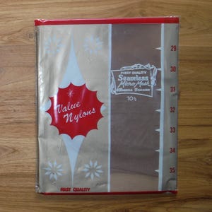 Vintage Sheer Nylons New in Package - 1960&#39;s Sheer Seamless Value Hosiery Stockings - Mid Century Ladies Size 10 1/2 Beige Stockings