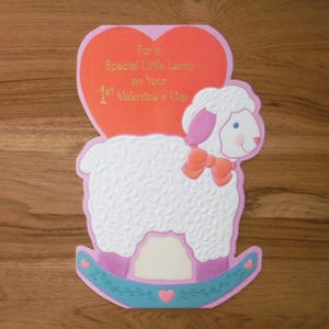 Jolie première carte de Saint-Valentin vintage - carte de Saint-Valentin petit agneau vintage - carnet éphémère première Saint-Valentin de bébé vintage