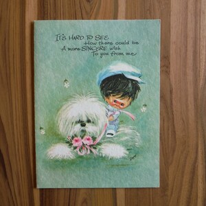 Mignon vintage des années 1970 Get Well Card - '70's Mod Retro Boy Puppy Dog Get Well Card - vintage des années 1970 Get Well Junk Journal Ephemera