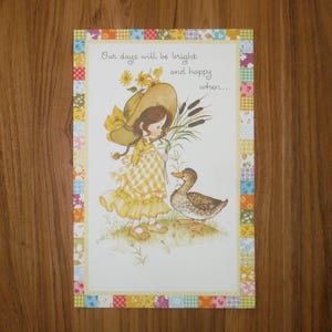 Vintage Whimsical Get Well Card - Vintage Get Well Wishes Card - &#39;70&#39;s Girl Duck Get Well Greeting Card Junk Journal Ephemera